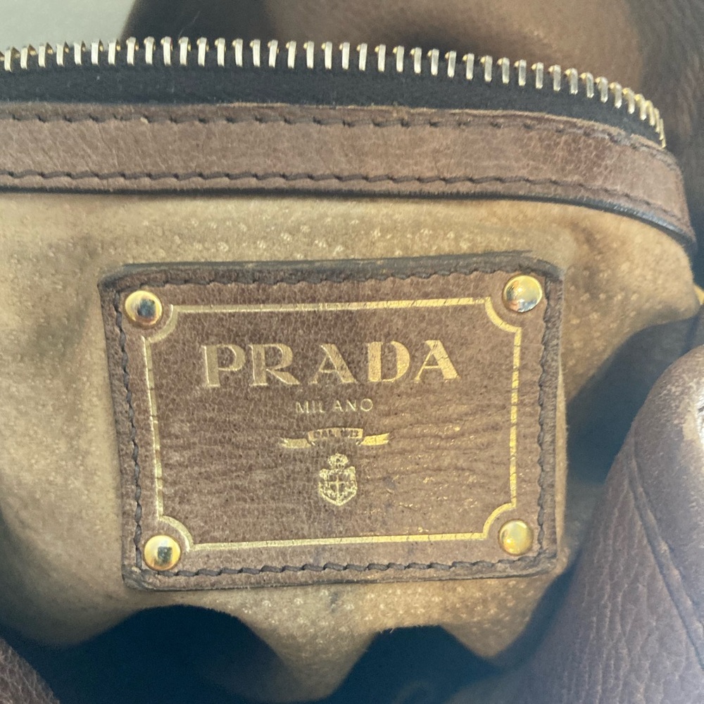 Vintage Prada Cervo Shine Hobo Bag in Luggage Brown - Picture 10 of 13